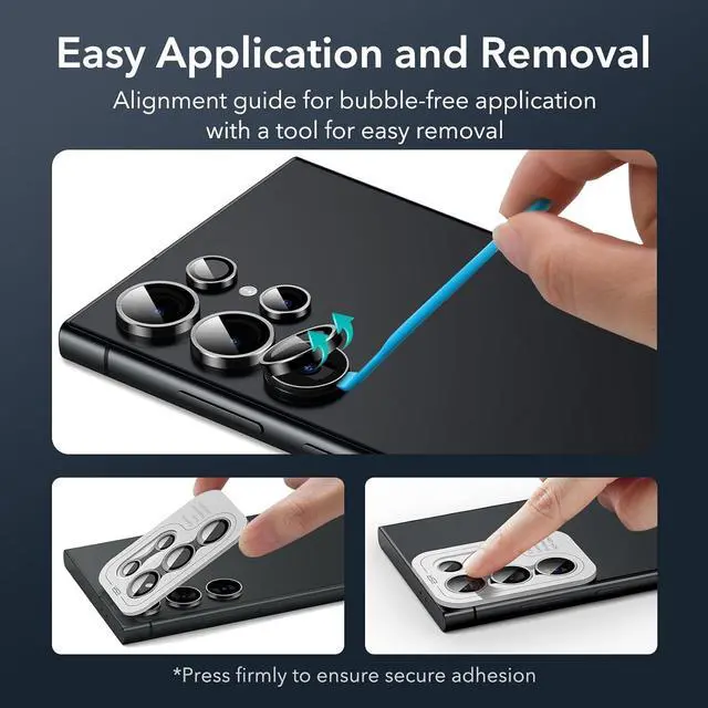 Alt view image 7 of 7 - for  Galaxy S24 Ultra Camera Lens Protector Individual Lens Protectors Scratch-Resistant Ultra-Thin Tempered Glass with Aluminum Edging Galaxy S24 Ultra Case Friendly 2 Sets Black