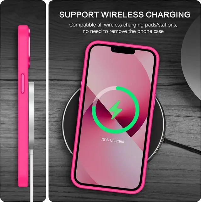 Alt view image 6 of 7 - Magnetic for iPhone 13 Case & iPhone 14 Case [Compatible with Magsafe] Translucent Matte Phone Case iPhone 13/14 Slim Shockproof Women Men Protective Cover for iPhone 13/14 6.1 Hot Pink