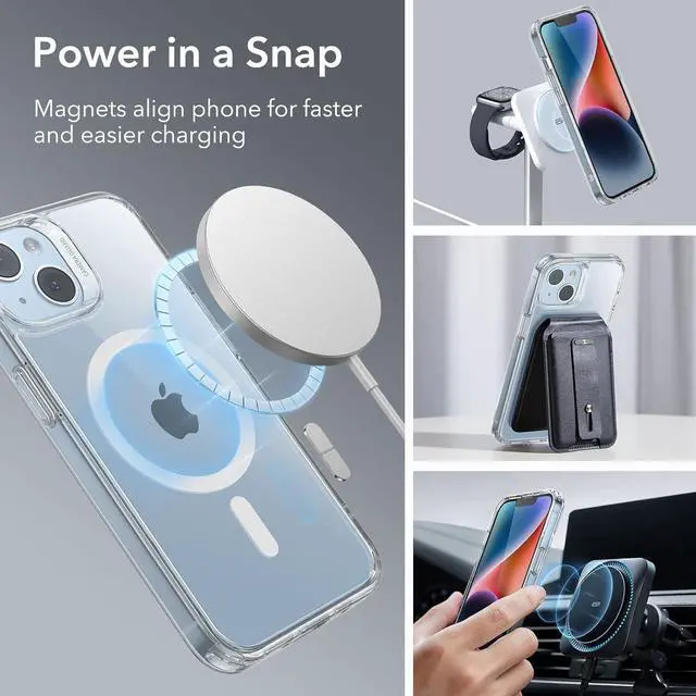 Alt view image 3 of 7 - for iPhone 14 Case/iPhone 13 Case, Compatible with MagSafe, Shockproof Military-Grade Protection, Magnetic Phone Case for iPhone 14/13, Classic Hybrid Case (HaloLock), Clear