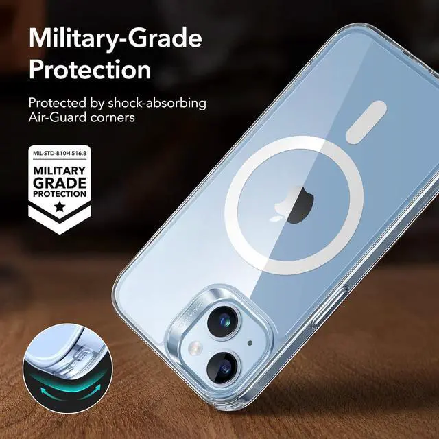 Alt view image 5 of 7 - for iPhone 14 Case/iPhone 13 Case, Compatible with MagSafe, Shockproof Military-Grade Protection, Magnetic Phone Case for iPhone 14/13, Classic Hybrid Case (HaloLock), Clear