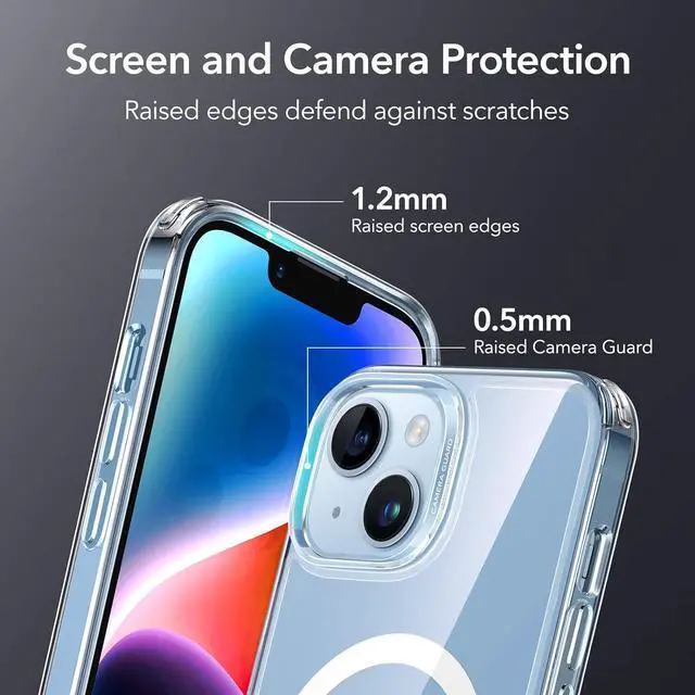 Alt view image 6 of 7 - for iPhone 14 Case/iPhone 13 Case, Compatible with MagSafe, Shockproof Military-Grade Protection, Magnetic Phone Case for iPhone 14/13, Classic Hybrid Case (HaloLock), Clear