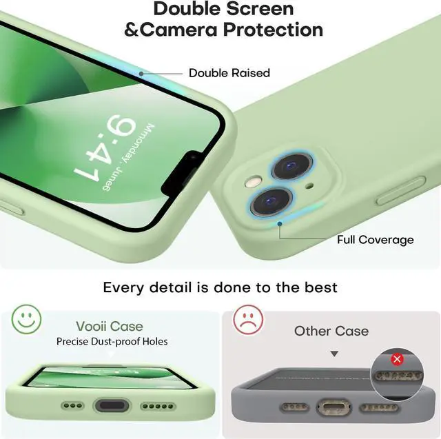 Alt view image 3 of 7 - Compatible with iPhone 13 Case, Liquid Silicone Upgrade [Camera Protection] [Soft Anti-Scratch Microfiber Lining] Shockproof Phone Case for iPhone 13 6.1 inch - Matcha