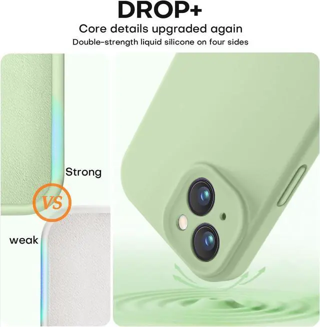 Alt view image 4 of 7 - Compatible with iPhone 13 Case, Liquid Silicone Upgrade [Camera Protection] [Soft Anti-Scratch Microfiber Lining] Shockproof Phone Case for iPhone 13 6.1 inch - Matcha