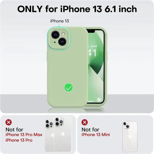 Alt view image 5 of 7 - Compatible with iPhone 13 Case, Liquid Silicone Upgrade [Camera Protection] [Soft Anti-Scratch Microfiber Lining] Shockproof Phone Case for iPhone 13 6.1 inch - Matcha