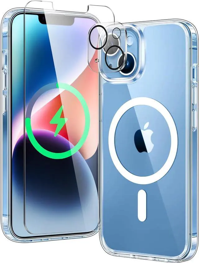 Main image of for iPhone 14 Phone Case: iPhone 13 Phone Clear Case Magnetic Military Grade Drop Protection Anti Yellowing Cell Phone Cover - Rugged Shockproof Protective Bumper - 6.1 Inch (Clear)
