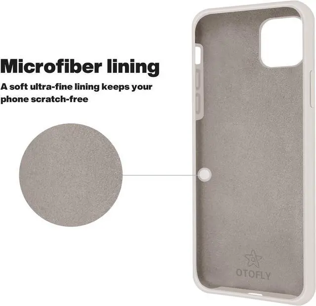 Alt view image 6 of 7 - OTOFLY Soft Silicone Designed for iPhone 12/12 Pro Case,[Military Grade Drop Protection] [Anti-Scratch Microfiber Lining] Shockproof Protective Phone Case Slim Thin Cover 6.1 inch,Stone