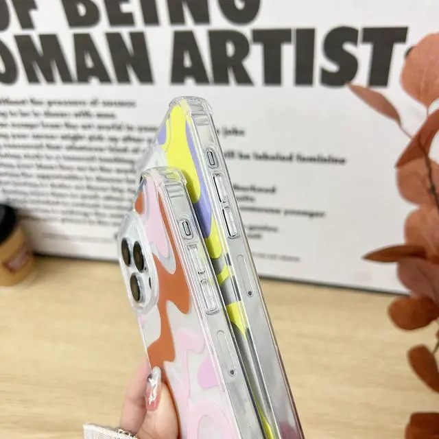 Alt view image 5 of 7 - Compatible with iPhone 14 / iPhone 13 Phone Case, Cute Art Wavy Painted for Women Girls, Soft TPU Edge PC Back Protective Shockproof Phone Case-Blue (iPhone 14 / iPhone 13)