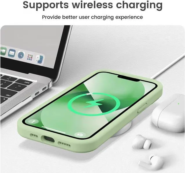 Alt view image 7 of 7 - Compatible with iPhone 13 Case, Liquid Silicone Upgrade [Camera Protection] [Soft Anti-Scratch Microfiber Lining] Shockproof Phone Case for iPhone 13 6.1 inch - Matcha