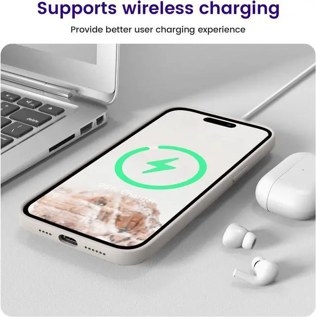 Alt view image 7 of 7 - OTOFLY Designed for iPhone 14 Pro Max Case, Silicone Shockproof Slim Thin Phone Case for iPhone 14 Pro Max 6.7 inch (Stone)