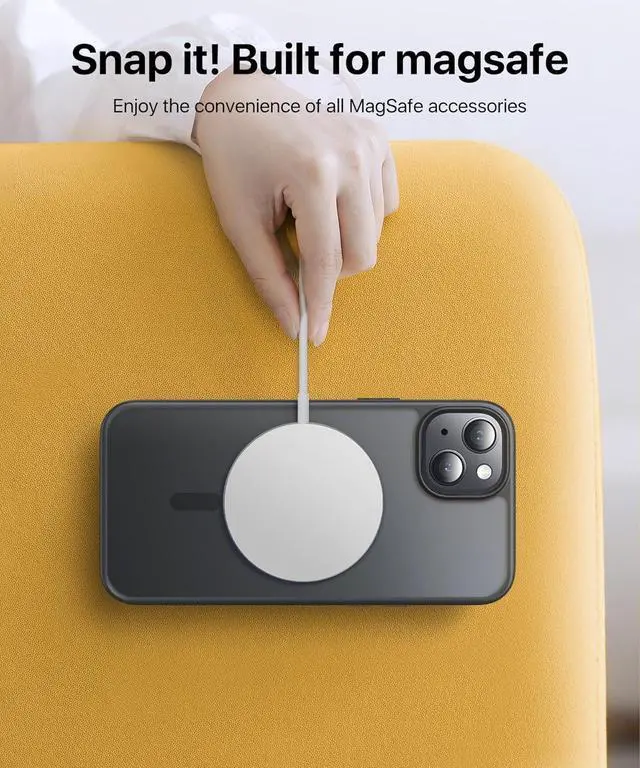 Alt view image 5 of 7 - andobil for iPhone 15 Case [360° Ring Stand] [Compatible with Magsafe] Military Drop Protection Slim Magnetic iPhone 15 Phone Case for Men Women- Easy-Relax Series- Matte Black