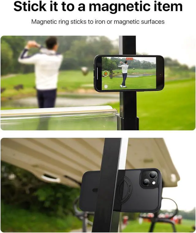 Alt view image 6 of 7 - andobil for iPhone 15 Case [360° Ring Stand] [Compatible with Magsafe] Military Drop Protection Slim Magnetic iPhone 15 Phone Case for Men Women- Easy-Relax Series- Matte Black