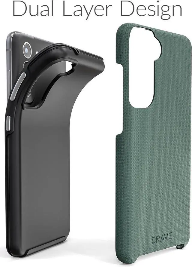 Alt view image 4 of 6 - Dual Guard Case, Shockproof Protection Dual Layer for Samsung Galaxy S21 FE, S21 FE 5G - Forest Green