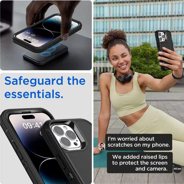 Alt view image 4 of 7 - for iPhone 14 Pro Max Case(6.7") with Glass Screen Protector, Heavy Duty Drop Protection Full Body Rugged Shockproof/Dust Proof Military Protective Tough Durable for iPhone 14 Pro Max 6.7"_12