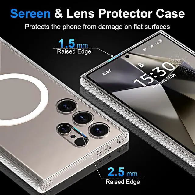 Alt view image 4 of 7 - for Galaxy S24 Ultra Case [Magsafe Compatible] [Non-Yellowing] Drop Protection, Hard Back Cover Shockproof Edge Slim Phone Case Designed for Samsung Galaxy S24 Ultra Clear