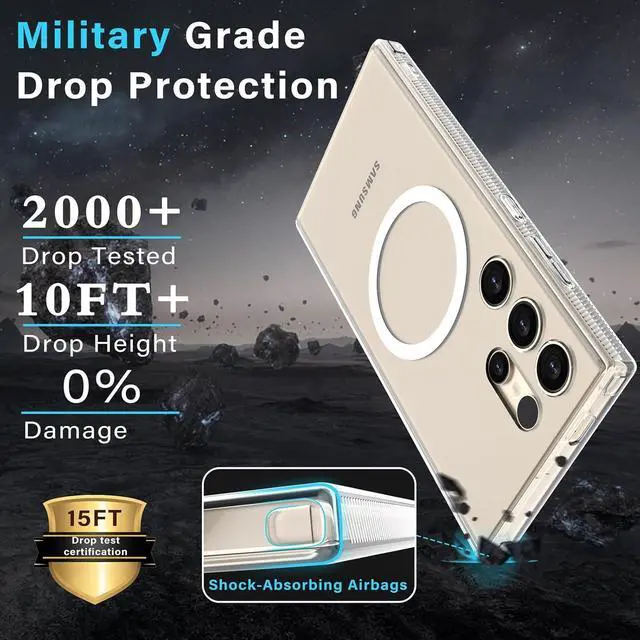 Alt view image 7 of 7 - for Galaxy S24 Ultra Case [Magsafe Compatible] [Non-Yellowing] Drop Protection, Hard Back Cover Shockproof Edge Slim Phone Case Designed for Samsung Galaxy S24 Ultra Clear
