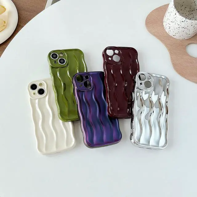Alt view image 7 of 7 - for iPhone 14 Case,Water Ripple Pattern Curly Wave Frame Soft Compatible with iPhone Case (Red,iPhone 14)