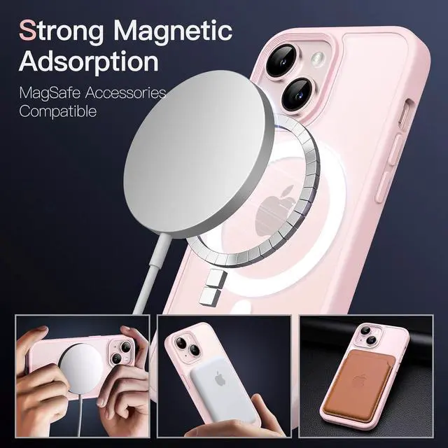 Alt view image 3 of 6 - JETech Magnetic Case for iPhone 13 Mini 5.4-Inch Compatible with MagSafe, Translucent Matte Back Slim Shockproof Phone Cover (Pink)