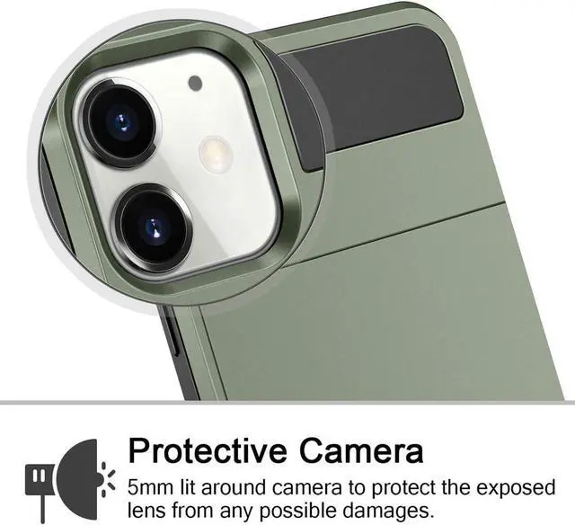 Alt view image 4 of 7 - Vofolen Case for iPhone 11 Case Wallet Card Holder ID Slot Sliding Door Hidden Pocket Anti-Scratch Dual Layer Hybrid TPU Bumper Armor Protective Hard Shell Back Cover for iPhone 11 6.1 Midnight Green