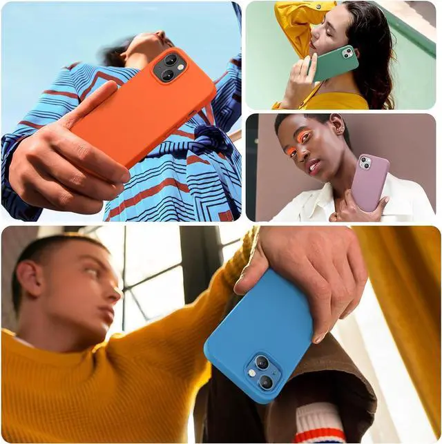 Alt view image 5 of 7 - Designed for iPhone 13 Case, with Tempered Glass Screen Protector, [Soft Anti-Scratch Microfiber Lining], Shockproof Liquid Silicone Rubber Phone Case Cover for 13 6.1 inch(Capri Blue)