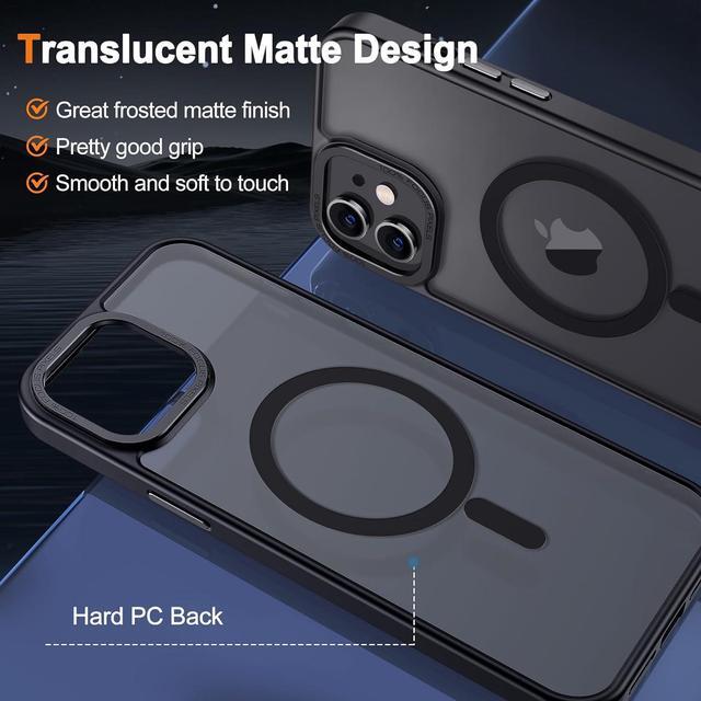 Alt view image 3 of 6 - Case for iPhone 11 Case Magnetic Translucent Matte Phone Cases 6.1" [Compatible with MagSafe] Thin Slim Fit Shockproof Bumper Hard Protective Cover for Women Men Girls, Frosted Black