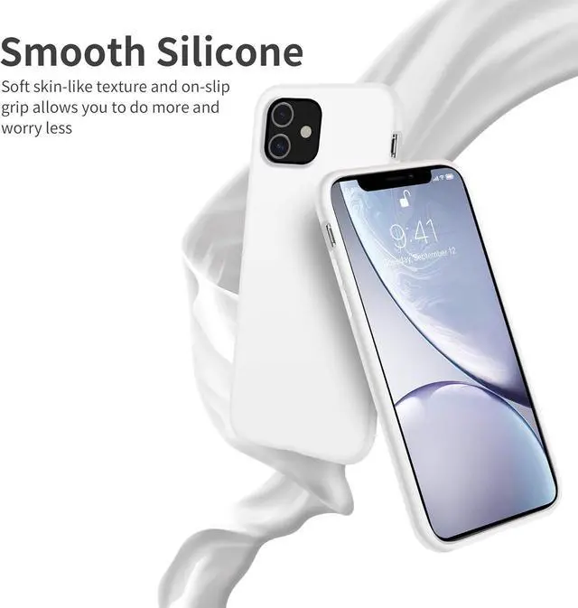 Alt view image 3 of 7 - OTOFLY iPhone 11 Case,Ultra Slim Fit iPhone Case Liquid Silicone Gel Cover with Full Body Protection Anti-Scratch Shockproof Case Compatible with iPhone 11 (White)