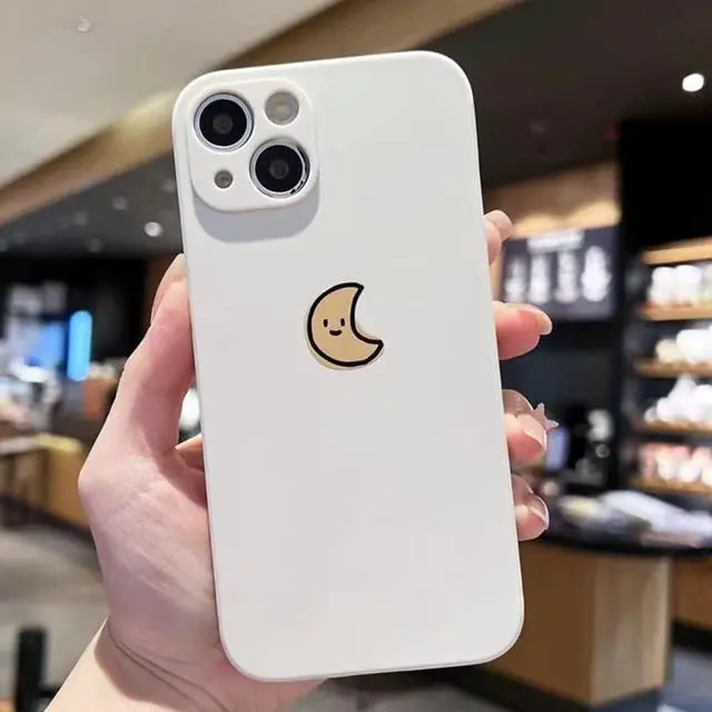 Alt view image 5 of 7 - Casechics Compatible with iPhone Case,Silicone Cute Couple Matching Cartoon Sun Moon Camera Lens Protection Soft Shockproof Cover Phone Case (Whitesun,iPhone 13)