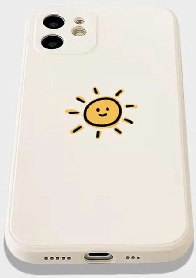 Alt view image 6 of 7 - Casechics Compatible with iPhone Case,Silicone Cute Couple Matching Cartoon Sun Moon Camera Lens Protection Soft Shockproof Cover Phone Case (Whitesun,iPhone 13)