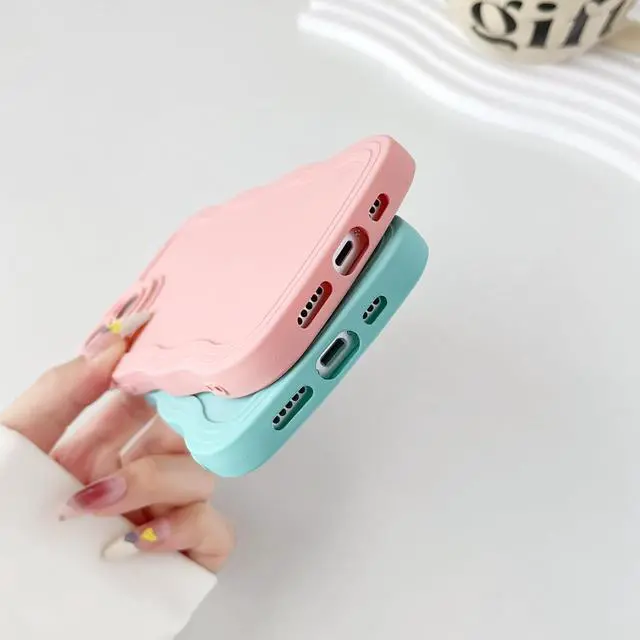 Alt view image 6 of 6 - for iPhone 14 Case, Solid Color Curly Wave Frame Soft Compatible with iPhone Case (White,iPhone 14)