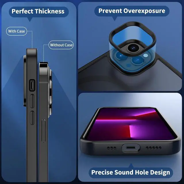 Alt view image 6 of 7 - CACOE Magnetic Case for iPhone 13 Pro 6.1 inch-Compatible with MagSafe & Magnetic Car Phone Mount,Anti-Fingerprint TPU Thin Phone Cases Cover Protective Shockproof (Matte Black)