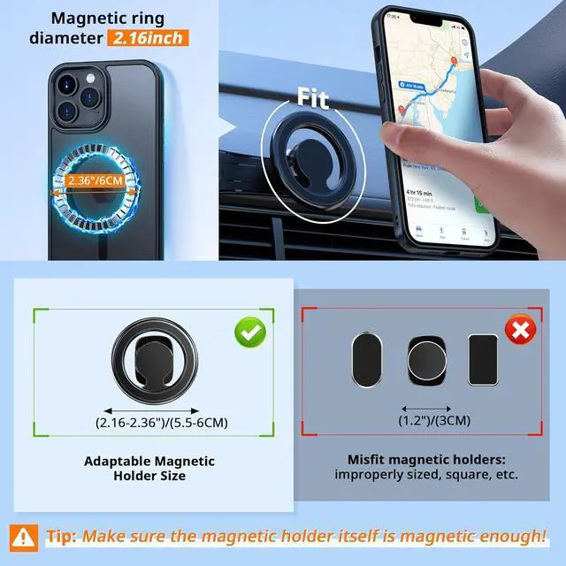 Alt view image 4 of 7 - Magnetic Case for iPhone 12 & iPhone 12 Pro 2020 6.1 inch-Compatible with MagSafe & Magnetic Car Phone Mount TPU Thin Phone Cases Cover Protective Shockproof Anti-Fingerprint(Matte Black)