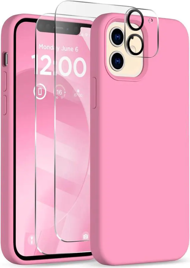 Main image of for iPhone 12 Case and iPhone 12 Pro Case, [Camera Lens Protector + Screen Protector], Soft Microfiber Lining Silicone Shockproof Protective Slim Thin Phone Cover 6.1 inch, Tender pink