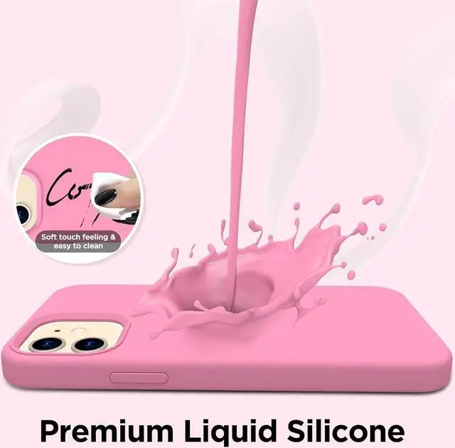 Alt view image 3 of 7 - for iPhone 12 Case and iPhone 12 Pro Case, [Camera Lens Protector + Screen Protector], Soft Microfiber Lining Silicone Shockproof Protective Slim Thin Phone Cover 6.1 inch, Tender pink