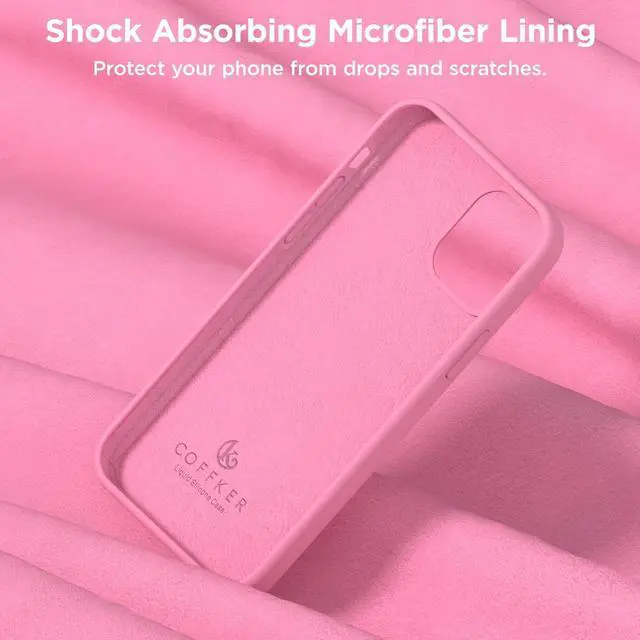 Alt view image 6 of 7 - for iPhone 12 Case and iPhone 12 Pro Case, [Camera Lens Protector + Screen Protector], Soft Microfiber Lining Silicone Shockproof Protective Slim Thin Phone Cover 6.1 inch, Tender pink