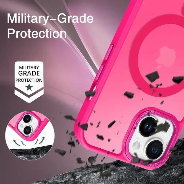 Alt view image 2 of 7 - for iPhone 15 Case Magnetic iPhone15 Phone Case Compatible with MagSafe Translucent Matte Magnetic Cover Shockproof Women Girl Protective Cute Case for iPhone 15 6.1 Hot Pink