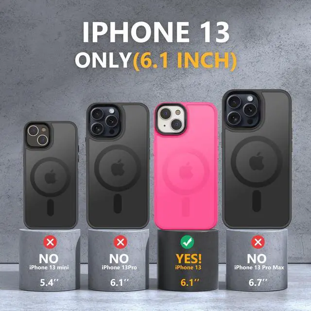 Alt view image 7 of 7 - MOCCA Strong Magnetic for iPhone 13 Case, [Compatible with Magsafe][Screen Protector+Camera Lens Protector] Translucent Matte Back Slim Shockproof Case for iPhone 13 Phone Case 6.1", Hot Pink