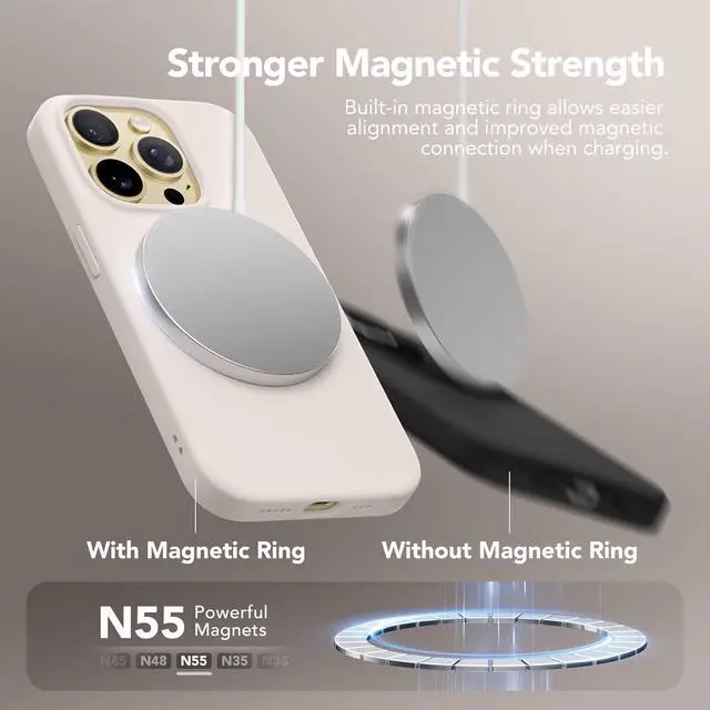 Alt view image 4 of 7 - GONEZ for iPhone 14 Pro Case, Compatible with Magsafe, with 2X Screen Protector + 2X Camera Lens Protector, Soft Anti-Scratch Microfiber Lining, Shockproof Liquid Silicone Phone Cover, Stone