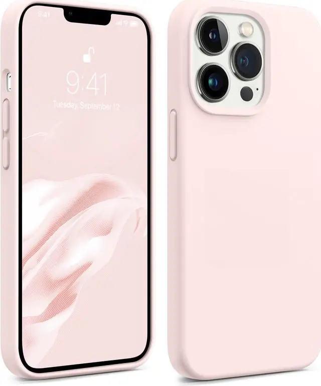 Main image of AOTESIER iPhone 13 Pro Max Phone Case, Liquld Silicone Case [Military Shockproof Protection] Anti-Scratch Soft Microfiber Lining Flexible Bumper Case for iPhone 13 Pro Max, 6.7 inch, Chalk Pink