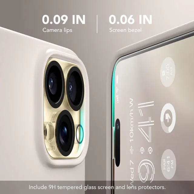 Alt view image 6 of 7 - GONEZ for iPhone 14 Pro Case, Compatible with Magsafe, with 2X Screen Protector + 2X Camera Lens Protector, Soft Anti-Scratch Microfiber Lining, Shockproof Liquid Silicone Phone Cover, Stone