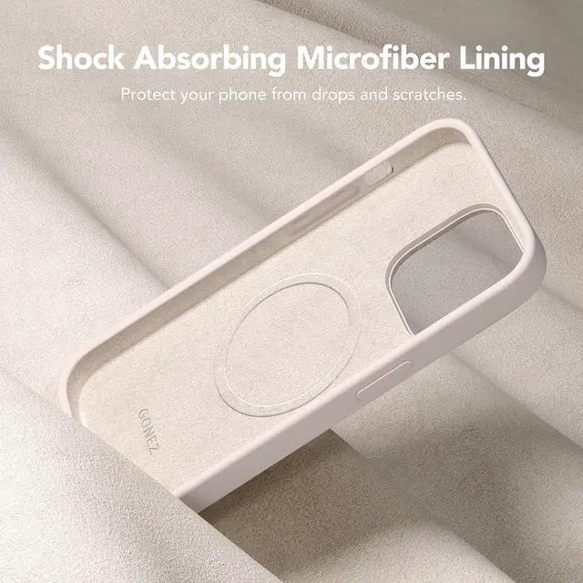 Alt view image 7 of 7 - GONEZ for iPhone 14 Pro Case, Compatible with Magsafe, with 2X Screen Protector + 2X Camera Lens Protector, Soft Anti-Scratch Microfiber Lining, Shockproof Liquid Silicone Phone Cover, Stone