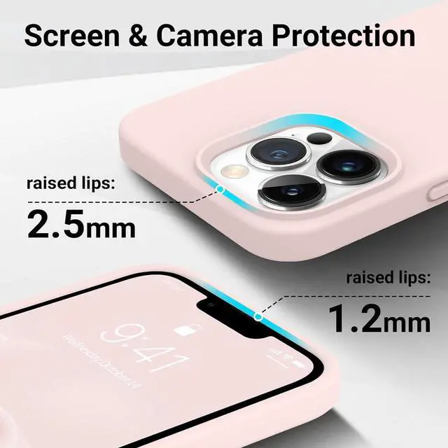 Alt view image 3 of 6 - AOTESIER iPhone 13 Pro Max Phone Case, Liquld Silicone Case [Military Shockproof Protection] Anti-Scratch Soft Microfiber Lining Flexible Bumper Case for iPhone 13 Pro Max, 6.7 inch, Chalk Pink