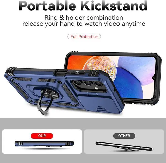 Alt view image 6 of 7 - for Samsung Galaxy A15 5G Case with Camera Lens Cover HD Screen Protector, Dual Layer Military-Grade Drop Tested Magnetic Ring Holder Kickstand Protective Phone Case for Samsung Galaxy A15 5G (Navy)