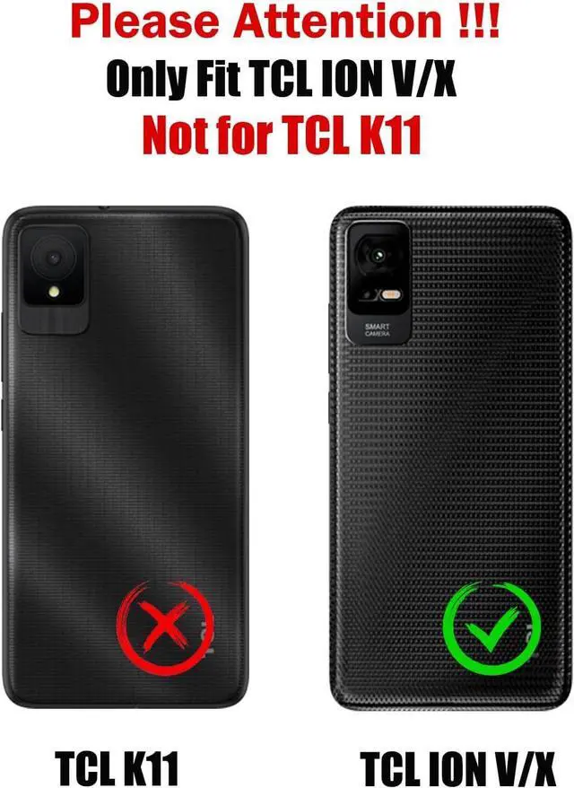 Alt view image 2 of 7 - for TCL ION X/TCL ION V/TCL 40Z T607DL Case with Tempered Glass Screen Protector,Military Grade Heavy Duty Shockproof Protective Cover,with Ring Kickstand Full-Body Protective (Red)
