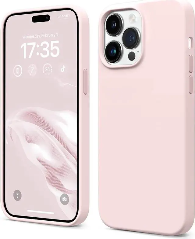 Main image of AOTESIER Shockproof Series iPhone 14 Pro Max Case, Silicone Ultra Slim Thin Cover, Full-Body Protective Phone Case for iPhone 14 ProMax Case, 6.7 inch, Chalk Pink