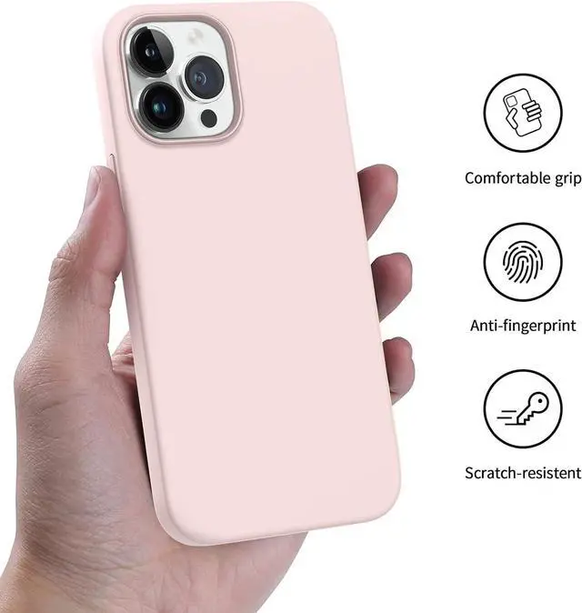 Alt view image 6 of 7 - AOTESIER Shockproof Series iPhone 14 Pro Max Case, Silicone Ultra Slim Thin Cover, Full-Body Protective Phone Case for iPhone 14 ProMax Case, 6.7 inch, Chalk Pink