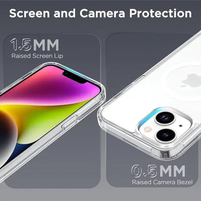 Alt view image 6 of 7 - CACOE Magnetic Case for iPhone 13 & iPhone 14 6.1 inch-Compatible with MagSafe & Magnetic Car Phone Mount,Not Yellowing Anti-Scratch (Clear)