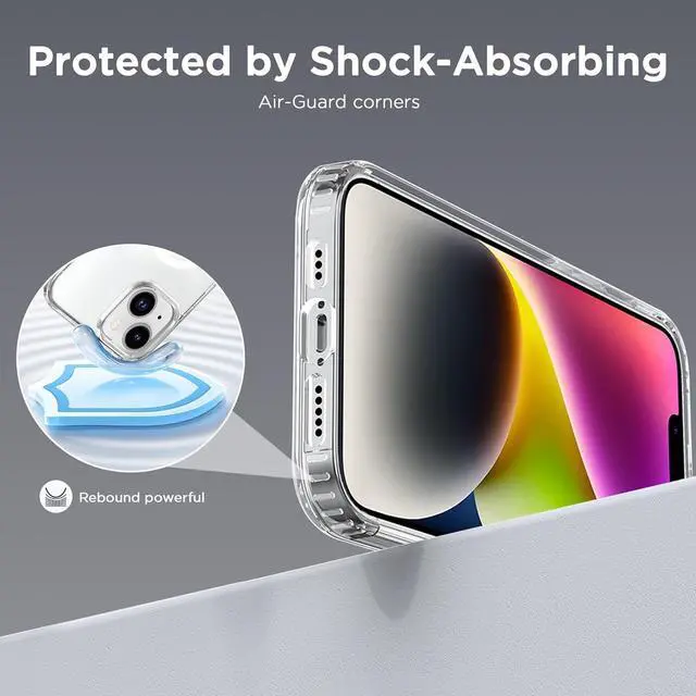 Alt view image 7 of 7 - CACOE Magnetic Case for iPhone 13 & iPhone 14 6.1 inch-Compatible with MagSafe & Magnetic Car Phone Mount,Not Yellowing Anti-Scratch (Clear)