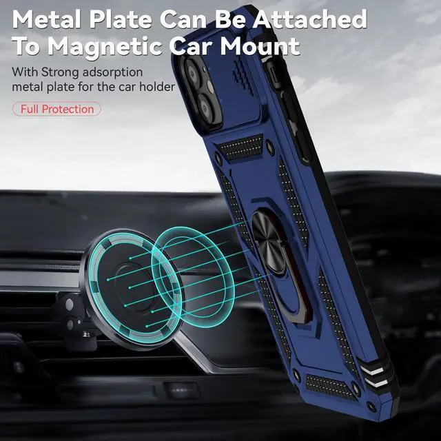 Alt view image 3 of 6 - for iPhone 11 Case,with Screen Protectors and Camera Cover,[Military Grade] 16ft.Drop Tested Cover with Magnetic Kickstand Protective Case for iPhone 11 6.1 inch, Blue