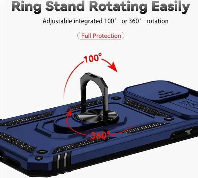 Alt view image 4 of 6 - for iPhone 11 Case,with Screen Protectors and Camera Cover,[Military Grade] 16ft.Drop Tested Cover with Magnetic Kickstand Protective Case for iPhone 11 6.1 inch, Blue