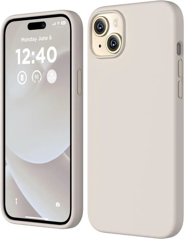Main image of Silicone Case for iPhone 15 Plus, Full Body Shockproof Protective Cove, Soft Anti-Scratch Microfiber Lining, Ultra-Thin Slim Cover Phone Case for iPhone 15 Plus 6.7", Stone