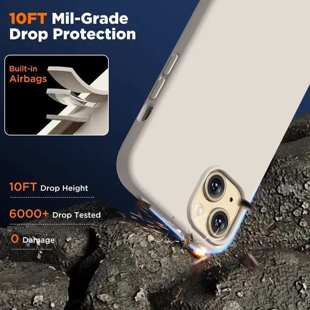 Alt view image 6 of 7 - Silicone Case for iPhone 15 Plus, Full Body Shockproof Protective Cove, Soft Anti-Scratch Microfiber Lining, Ultra-Thin Slim Cover Phone Case for iPhone 15 Plus 6.7", Stone